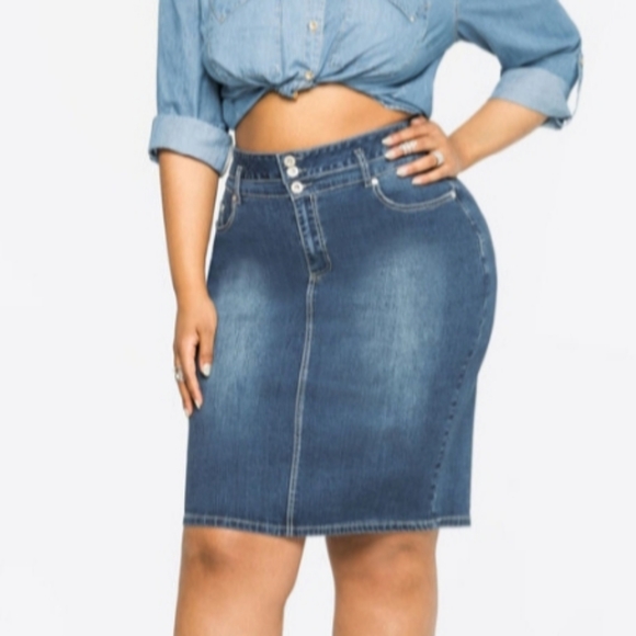 Ashley Stewart Dresses & Skirts - NWT! ASHLEY STEWART STRAIGHT 3 BUTTON JEAN SKIRT